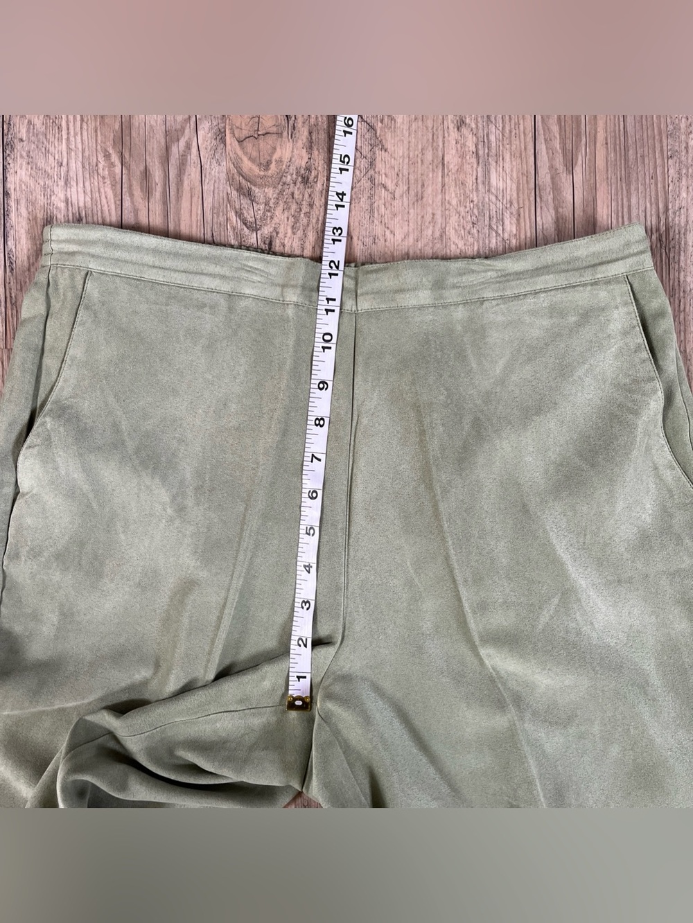 Alfred Dunner Pants 12 Sage Green Straight Leg Elastic Waist Pockets Casual Fall - Picture 4 of 8